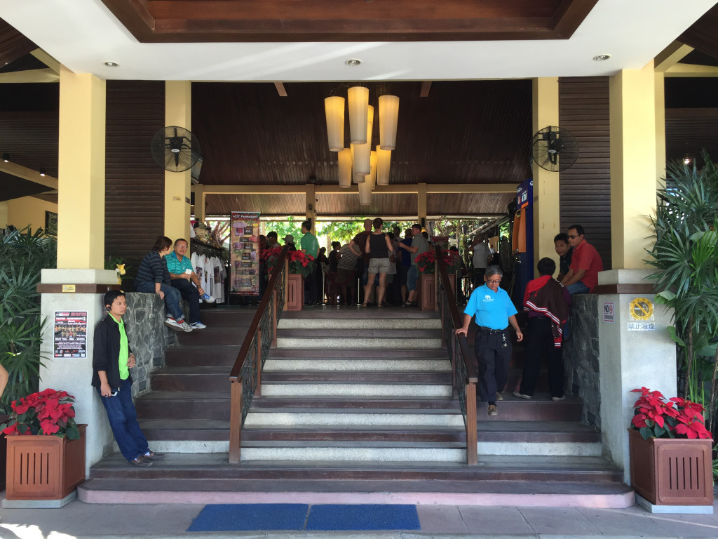 Stairs leading up to ticket area